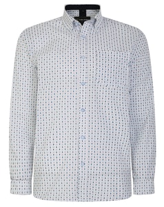 KAM Langarm-Hemd mit Dobby-Print, Weiß